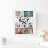 Moderne Beerdigung 6 FotoCollage Quadratische Wanduhr (Zuhause)