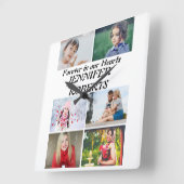 Moderne Beerdigung 6 FotoCollage Quadratische Wanduhr (Winkel)