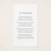 Moderne Beerdigung Beileid Foto Gedenkkarte (Rückseite)