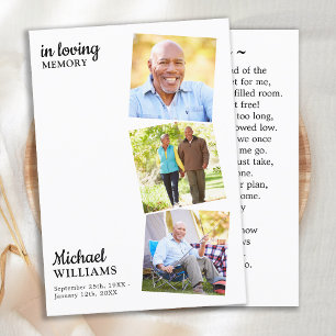 Moderne Beerdigung Custom 3 Foto Gedenkkarte