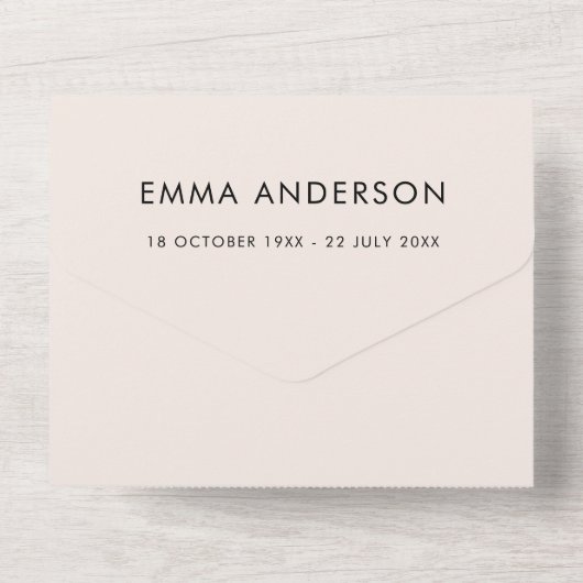 Moderne Beerdigung | Elegante Feier des Lebens UAW All In One Einladung (Rückseite)