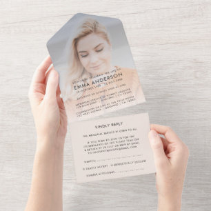 Moderne Beerdigung   Elegante Feier des Lebens UAW All In One Einladung