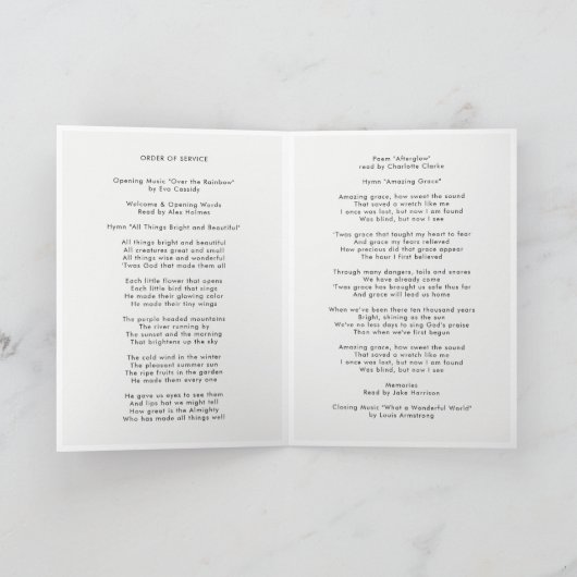 Moderne Beerdigung | Feier zum Foto des Lebens Programm (Innenseite)