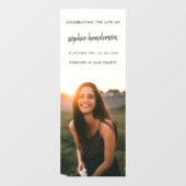 Moderne Beerdigung | Feiern von Foto Script Fensteraufkleber