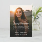 Moderne Beerdigung | Feiern zum Foto des Lebens Dankeskarte (Stehend Vorderseite)