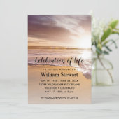 Moderne Beerdigung | Feiern zum Sonnenuntergang de Einladung (Stehend Vorderseite)