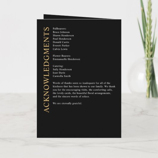 Moderne Beerdigung / Gedenkfeier / Lebensfeier Programm (Rückseite)