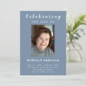 Moderne Beerdigung Minimal Foto Feier des Lebens Einladung (Stehend Vorderseite)