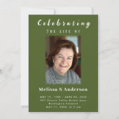 Moderne Beerdigung Minimal Foto Feier des Lebens Einladung (Vorderseite)