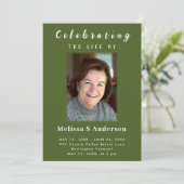 Moderne Beerdigung Minimal Foto Feier des Lebens Einladung (Stehend Vorderseite)