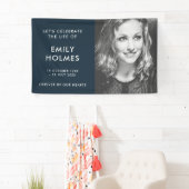 Moderne Beerdigung | Navy Blue Stylish Memorial Banner (Insitu)