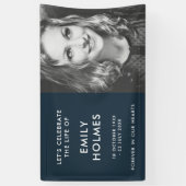 Moderne Beerdigung | Navy Blue Stylish Memorial Banner (Vertikal)