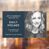 Moderne Beerdigung | Navy Blue Stylish Memorial Fensteraufkleber (Blatt 2)