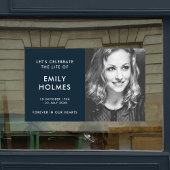 Moderne Beerdigung | Navy Blue Stylish Memorial Fensteraufkleber