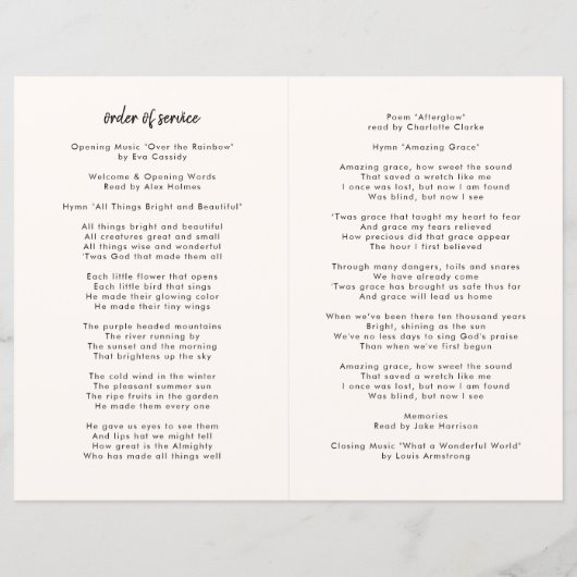 Moderne Beerdigung | Order of Service Memorial Pro (Rückseite)