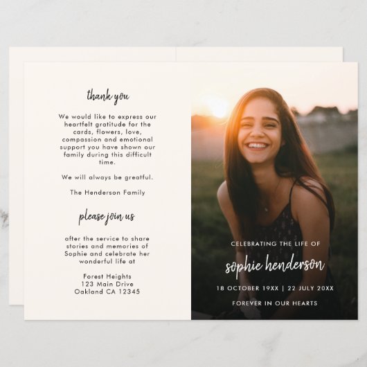 Moderne Beerdigung | Order of Service Memorial Pro (Vorne/Hinten)