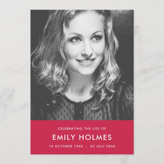 Moderne Beerdigung | Pink Celebration of Life Prog Programm (Vorderseite)