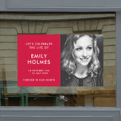 Moderne Beerdigung | Rosa Feier zum Gedenken an da Fensteraufkleber