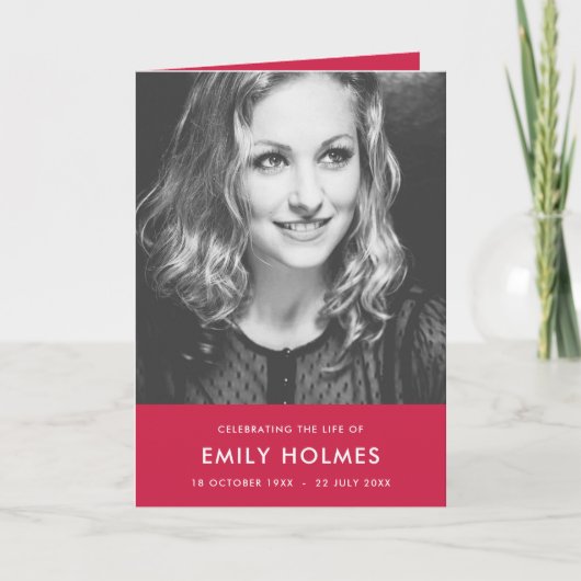 Moderne Beerdigung | Rosa Reihenfolge des Dienstes Programm (Vorderseite)