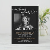 Moderne Beerdigung Schwarzweiß-Einladung Einladung (Stehend Vorderseite)
