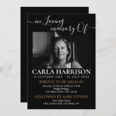 Moderne Beerdigung Schwarzweiß-Einladung Einladung (Vorne/Hinten)