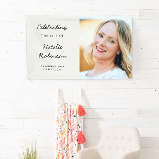 Moderne Beerdigung | Sylish Script Celebration of  Banner (Insitu)