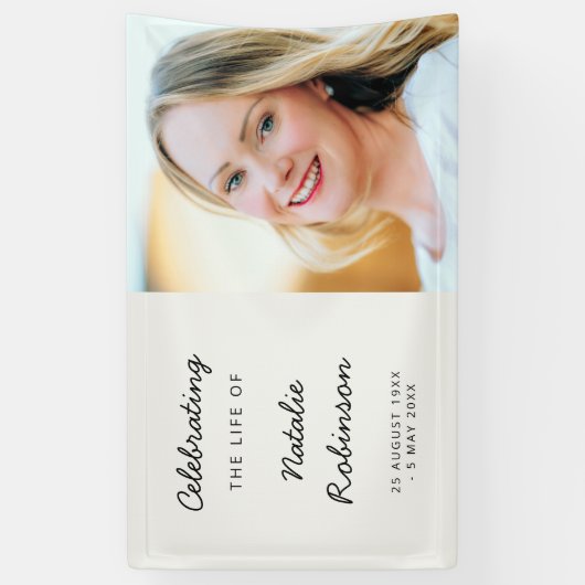 Moderne Beerdigung | Sylish Script Celebration of  Banner (Vertikal)