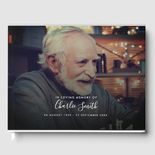 Moderne Beerdigung von 2-Foto-Gedächtnisfeiern Gästebuch (Vorderseite)