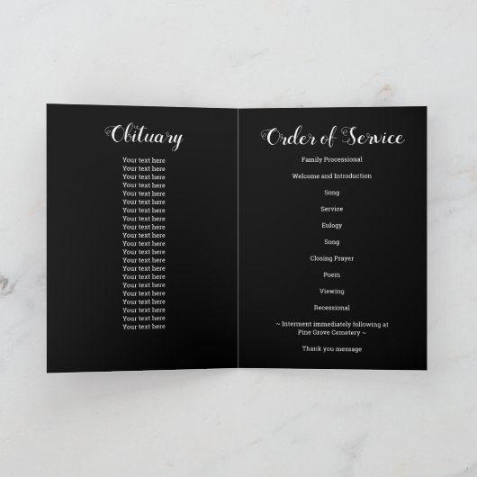 Moderne Beerdigung von Dienstdenkmälern mit einer  Programm (Innenseite)