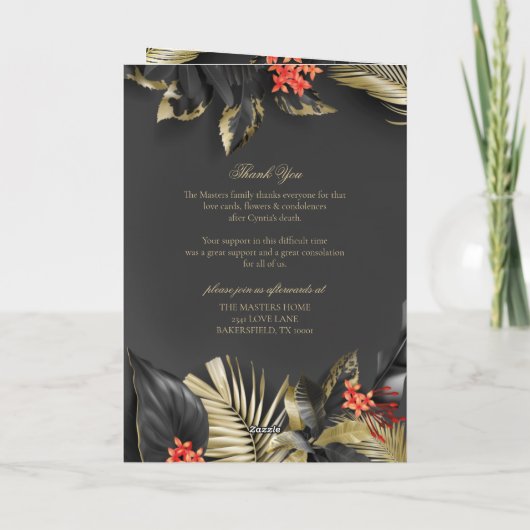 Moderne Beerdigung von Schwarz-Gold-Foto Programm (Rückseite)