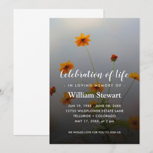 Moderne Beerdigung | WILDBLUME Einladung (Vorne/Hinten)