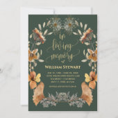 Moderne Beerdigungsfeier des Lebens Boho Dunkelgrü Einladung (Vorderseite)