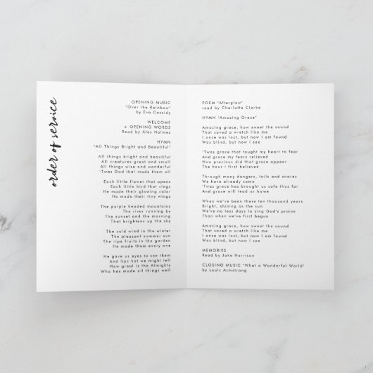 Moderne Beerdigungsfeier geklappt Programm (Innenseite)