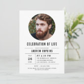 Moderne Beerdigungsfeier zum Foto des Lebens Einladung (Stehend Vorderseite)
