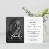 Moderne Beerdigungsfeier zum Foto des Lebens Einladung (Stehend Vorderseite)