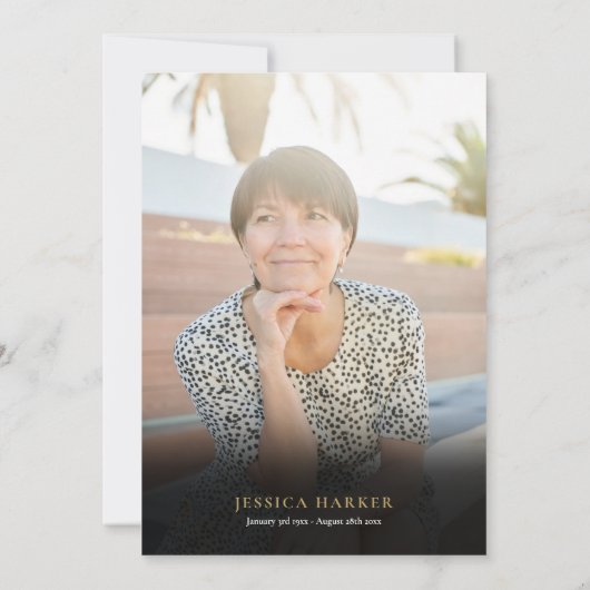 Moderne Beerdigungsfoto Collage Celebration of Lif Einladung (Rückseite)