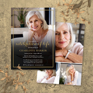 Moderne Beerdigungsfoto Collage Celebration of Lif Einladung