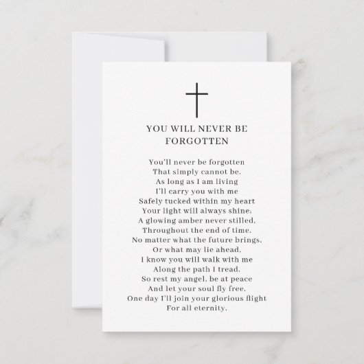 Moderne Beerdigungskarte Beileid-Gedenkkarte Karte (Rückseite)