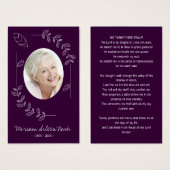 Moderne Beerdigungskarte des Lila botanischen Foto (Vorne & Hinten)