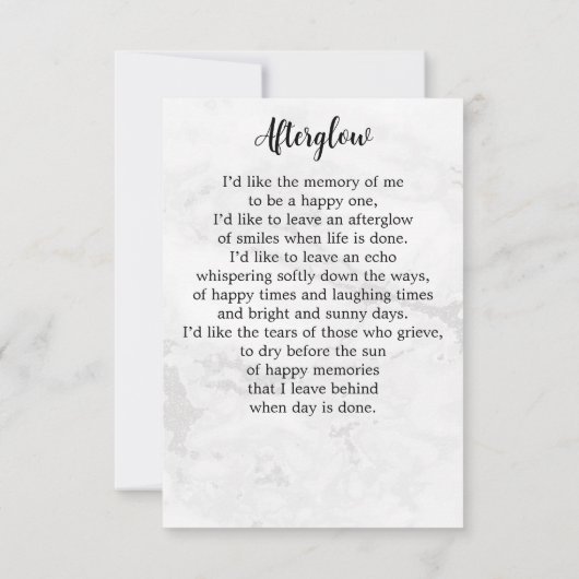 Moderne Beerdigungskarte Foto-Beileid (Rückseite)