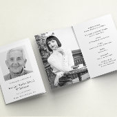 Moderne Beerdigungsordnung für drei Fotos Einladung