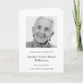 Moderne Beerdigungsordnung für drei Fotos Einladung (Vorderseite)