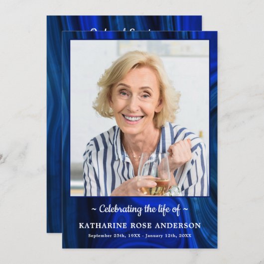 Moderne Beerdigungsreihenfolge Foto Service Blaue Programm (Vorne/Hinten)