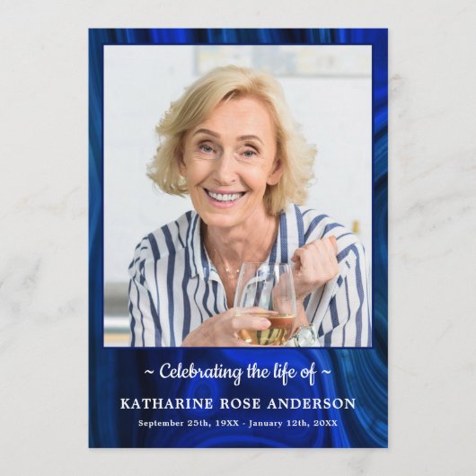 Moderne Beerdigungsreihenfolge Foto Service Blaue  Programm (Vorderseite)