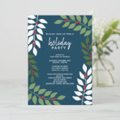 Moderne Beeren Eukalyptus Download Holiday Party Einladung (Stehend Vorderseite)