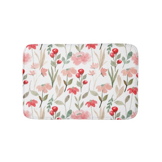 Moderne Beeren-Kirsch-Blumenmuster Badematte (Vorderseite)
