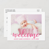 Moderne Begrüßung Neue Baby Ankündigung Hot Pink (Vorne/Hinten)