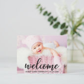 Moderne Begrüßungsankündigung Neuer Baby Ankündigungspostkarte (Stehend Vorderseite)