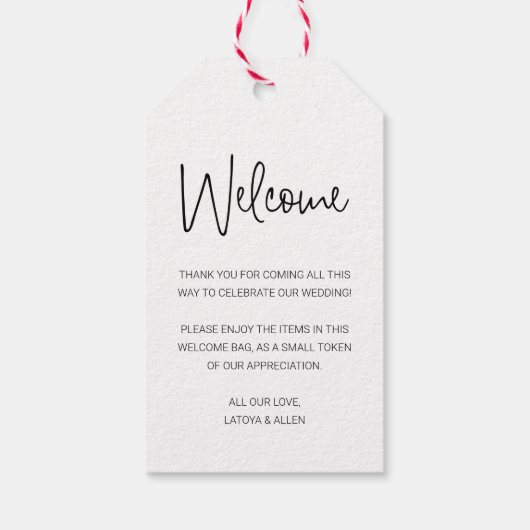 Moderne Begrüßungskörbe Geschenkanhänger (Rückseite)