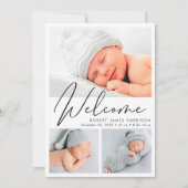 Moderne Begrüßungsskriptfotografie Geburt Ankündigung (Vorderseite)